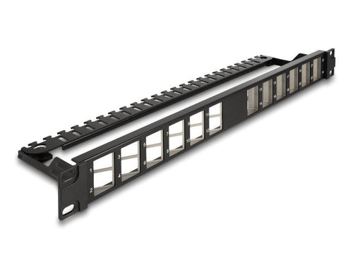 Delock 19? Keystone Patchpanel 24 Port Gewinkelt With Entlastungsschiene Black — image 1