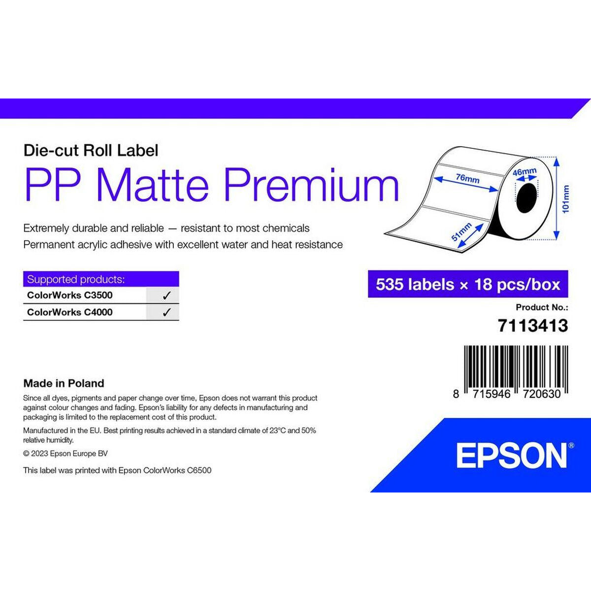 Epson Printer Paper Epson 7113413 White (18 Units)