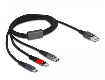 Delock USB Cable 3 In 1 Lightning™ / Micro USB / USB Type-c 1M — image 1