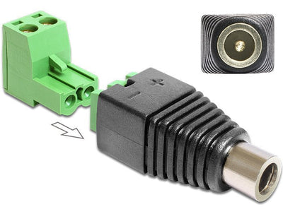 Delock Adapter Terminalblock 2PIN - DC 2,1 X 5,5MM H 2- — image 1