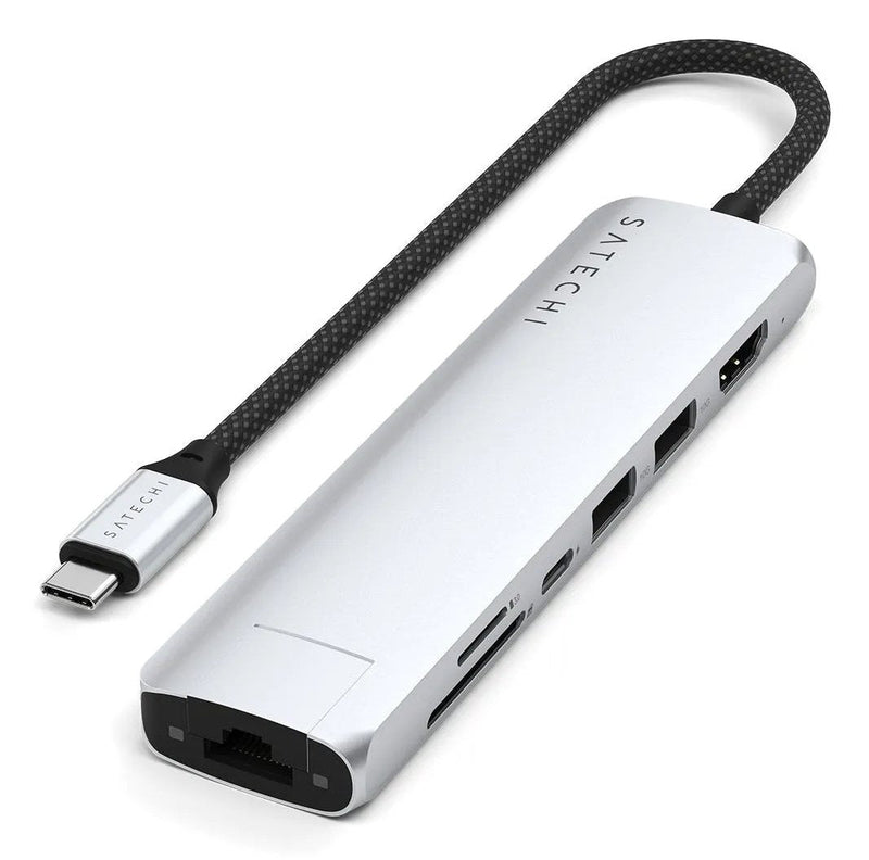 Satechi 7-W-1 USB-C Slim Multiport Adapter Ethernet (usb-c Pd, 2x Usb-a, HDMI 4K, Ethernet, Czytnik Kart Micro