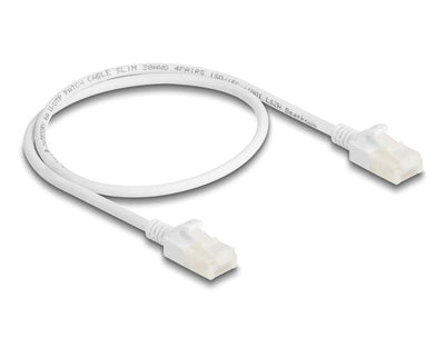 Delock RJ45 Network Cable CAT.6A Male a Male U/UTP Slim 0,5M White — image 1