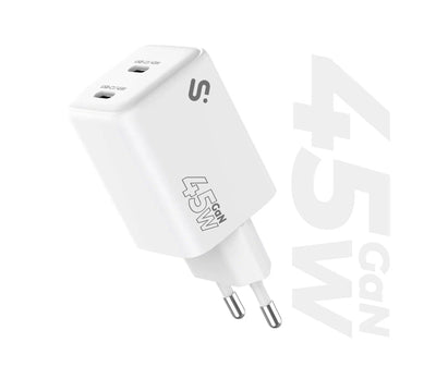 Subblim Charger Wall/Travel 2x USB-C GaN 45W Pd White Charger Subblim GaN 45W Double USB-C — image 1