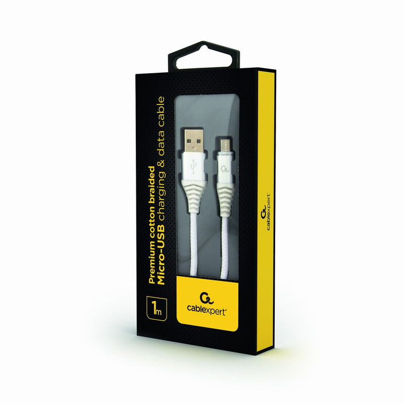 Gembird Cable Charging And Datos Micro-usb Trenzado Premium, 1M, Silver / White