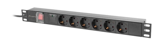 Lanberg Power Strip 1U 16A Rack 19 6X Socket Schuko Black 2M