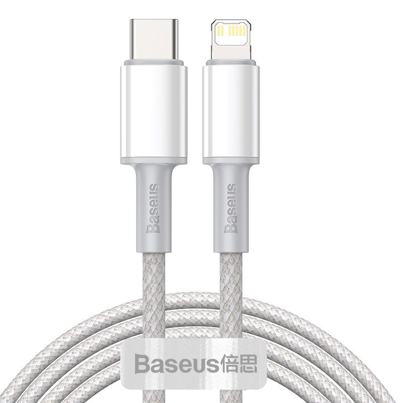 Baseus Cable Lightning USB-C a Pd 20W 2M Trenzado High Densidad White