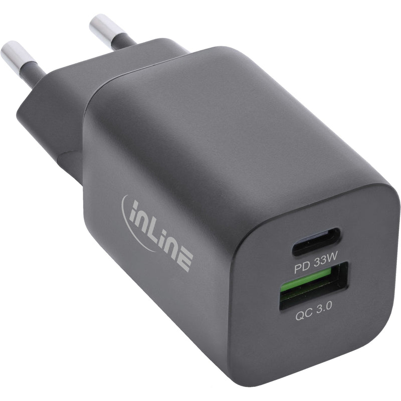Inline Charger USB USB-A + USB Type-c, 33W, Suministro Energía + Charging Fast