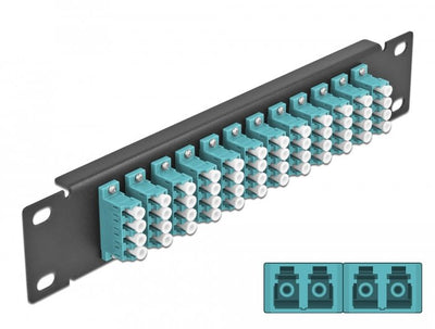 Delock 10 Patch Panel Fo 12 Ports Lc Quad Aqua 1 U Black — image 1