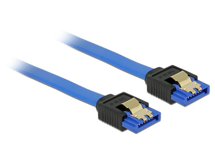Delock Cable SATA 6GB S Buchse Gerade SATA Buchse Gerade 70CM Blue With Goldclips
