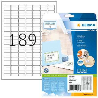 Herma Labels 25,4X10 25 Sheets Din A4 4725 Pcs. 4333 Labels — image 1