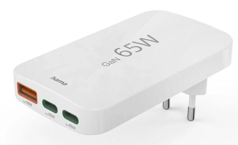 Hama Wall Charger 65W Foldable 2x USB-C Pd 1x USB-A Minicargador Colour White