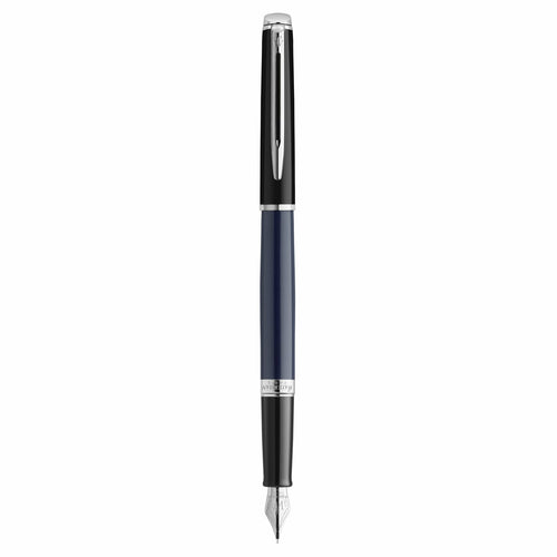 Waterman Pluma Estilográfica Hémisphère Lacado Black And Blue With Adornos Paladio Plumín Thin Steel Inoxidabl — image 1
