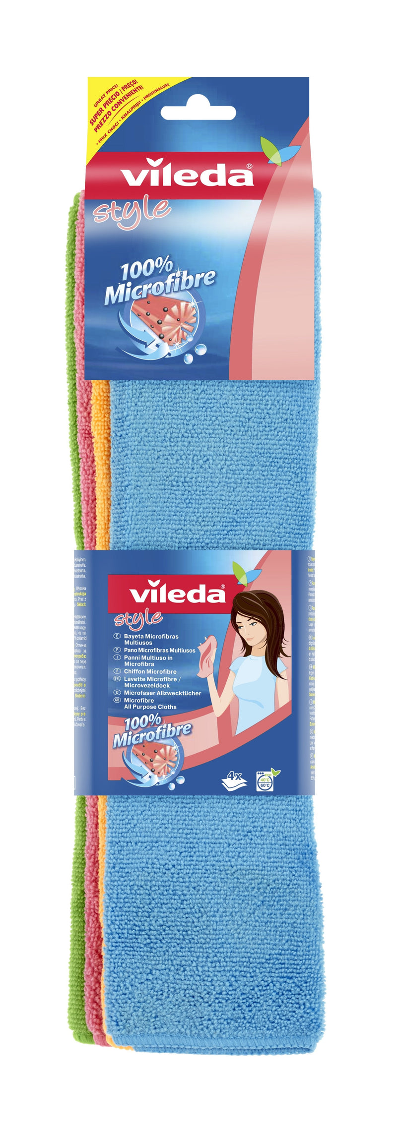Vileda Cloth Microfibra Colors XL 4 Unid 167355