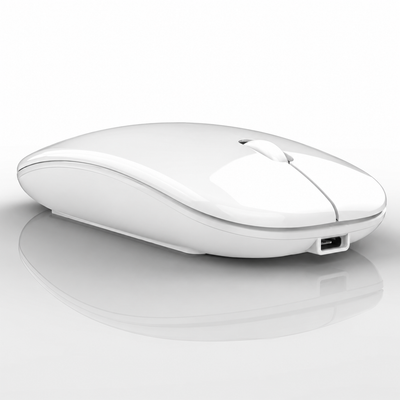 Mouse Wireless Rechargeable 2 1 Bluetooth + USB 2.4G 1600 DPI Ergonómico White — image 1