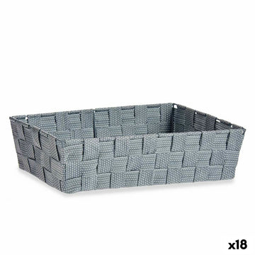 Multi-purpose basket Kipit Grey Polyester Cloth Braiding 3,8 L (18 Units)