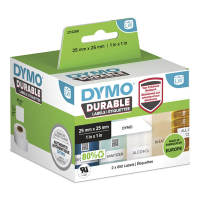 Dymo Labels Plámico Lw 25X25MM 2X 850UDS Blancas Permanentes — image 1