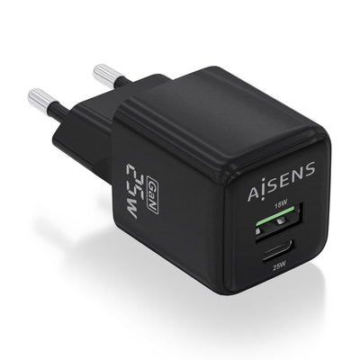 Aisens Charger GaN Wall 1x USB Type-c 1x USB 25W ASCH-25W2P015-BK — image 1