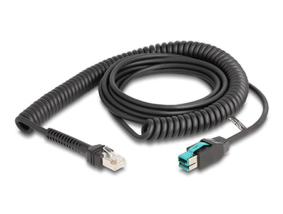 Delock 87995 Cable RJ50 Espiral Male a Poweredusb Male 12V, 3M, Black — image 1