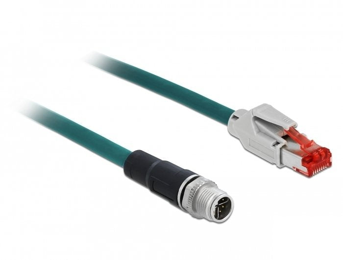 Delock Network Cable M12 X-kodiert 8 Pin a RJ45 Connector Male Pvc 3M