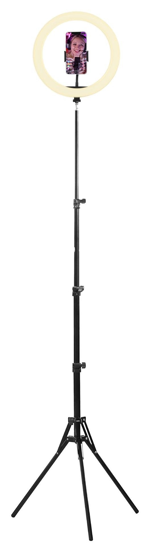 Tnb Influence - 12 LED Ring Light In White And RGB Light + Tripod For Studio - Black