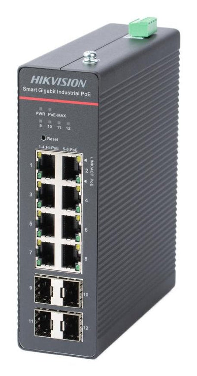 Hikvision DS-3T1512HP-SI-8P4F Switch Gestionado Gigabit Ethernet (10/100/1000) Energía Sobre Ethernet (PoE) Bl — image 1