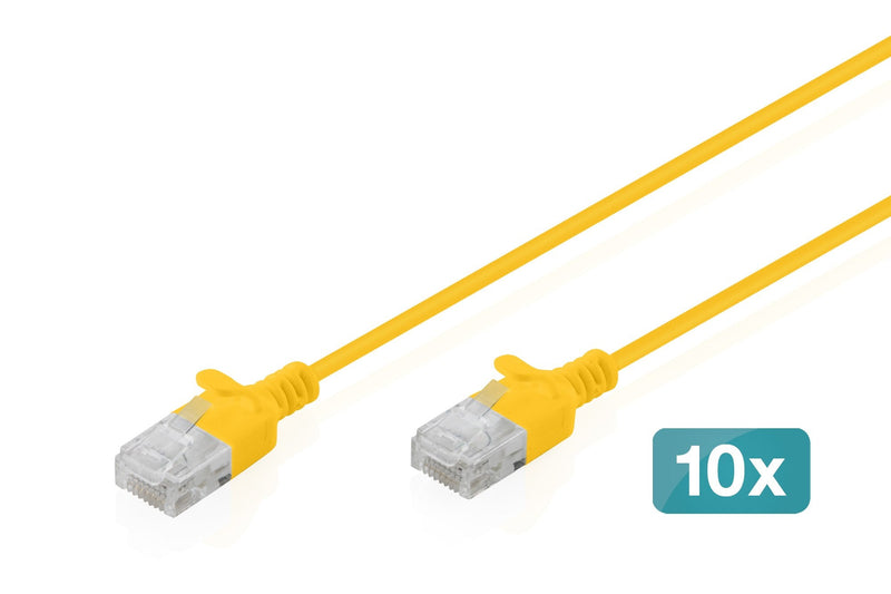CAT.6 U-UTP Slim Network Cable, 1M, Yellow 10 Pcs