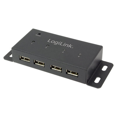 Logilink UA0141A Hub 4X Metal Black With Power 480 Mbit/S Black — image 1