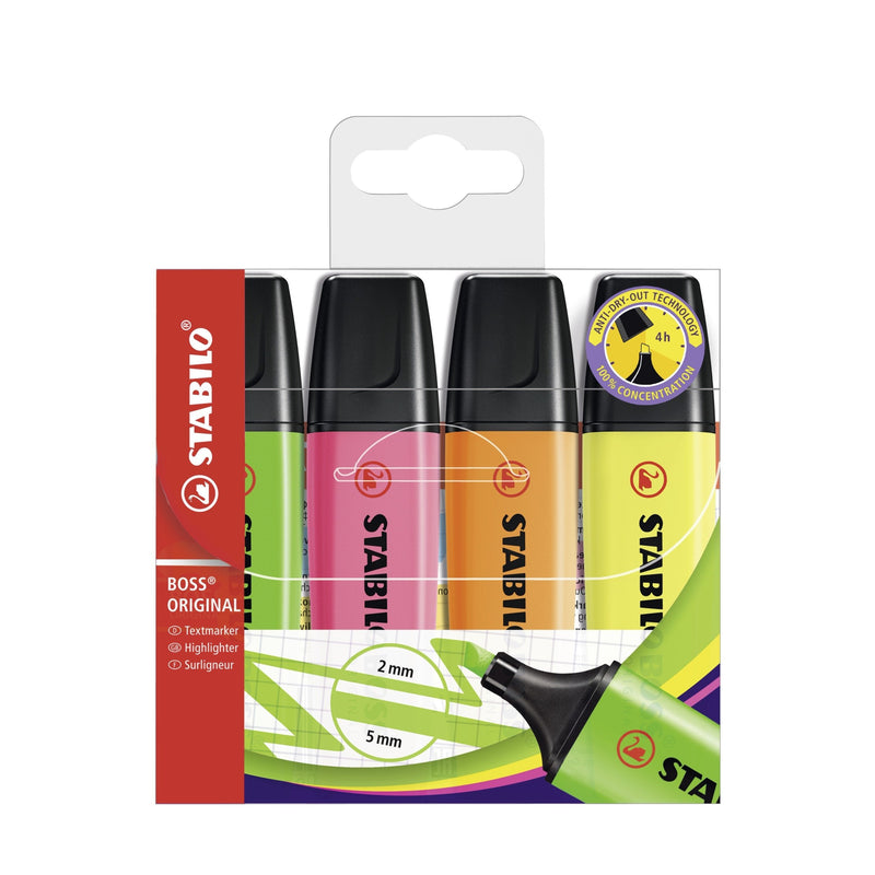 Stabilo Boss Case Marcadores Fluorescentes - Case 4 Colours - Punta Biselada