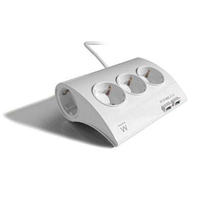 Ewent Power Strip 5 Sockets 2 Ports USB 2.1A White EW3935 — image 1
