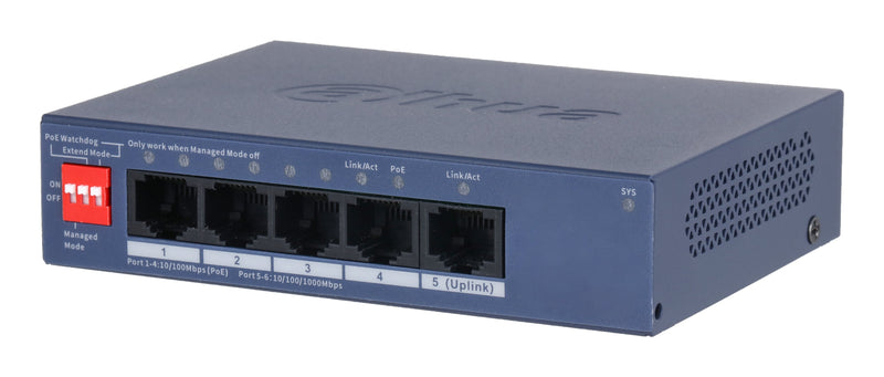Switch Dahua DH-CS4005-4ET1GT-36 Switch Layer L2 4XRJ-45 Ports RJ-45 Ports Type Fast Ethernet (10/100) 1XGIGAB