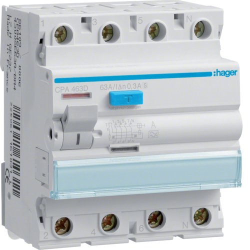 Hager Fi-interruptor 4POLOS 6KA 63A CPA463D 300MA Type S Selektiv