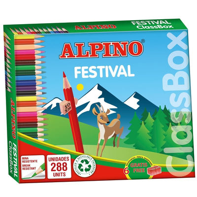 Alpino Festival Pack 288 Pencils Colours - Mina 3MM - 12 Colours X 24 Units - Ideal Clase - Colours Surtidos — image 1