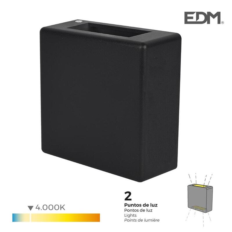 EDM Wall Light LED 3W 85LM 4.000K Light Dia Square 2 Proyecciones