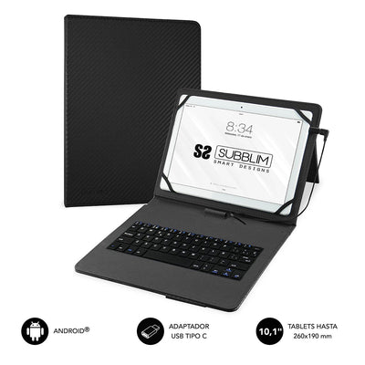 Subblim Case With Keyboard Keytab Pro USB Black Tablet 10.1'/25.65CM Microusb With Adapter Type-c Closure Sola — image 1