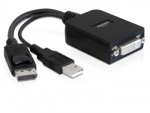Delock 61855 Adapter DisplayPort 1.1 Male DVI Female Activo Black — image 1