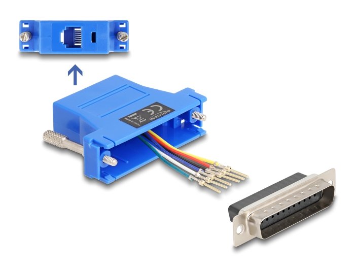 Delock D-sub 25 Pin Connector Male a RJ12 Connector Female Kit Assembly Blue