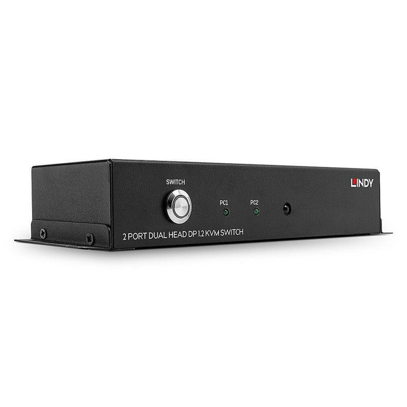 Lindy 2 Port Dual Head DisplayPort 1.2 KVM Switch, Dockingstation 39306