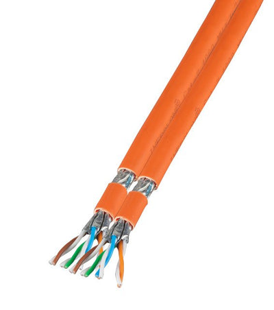 Efb Duplex LAN CAT.7 1000 AWG23 S FTP, 2X4P Cpr Dca, Orange, 100M — image 1