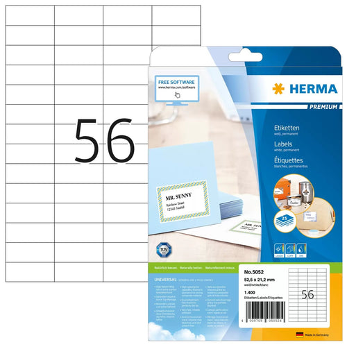 Herma Labels A4 White 52,5X21,2MM Paper Matte 1400 Units — image 1
