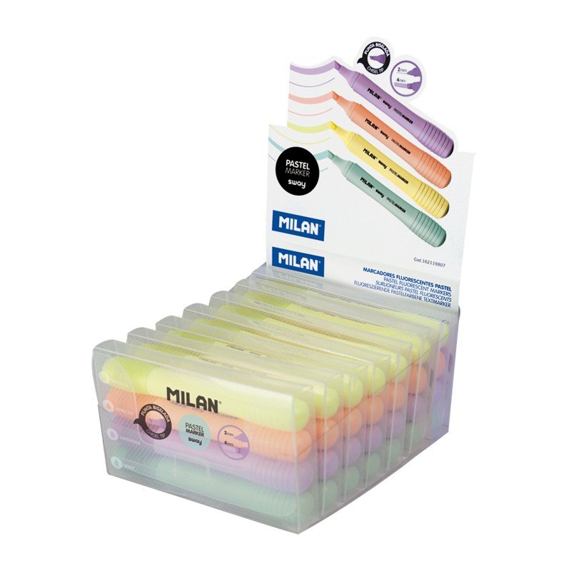 Milan Pack 4 Markers Fluorescentes Punta 2-4MM Varios Case