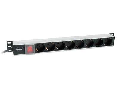 Power Strip Power Aluminium Rack 19 1U 8 Sockets Type Shucko Euro Cable 3M Aluminium — image 1