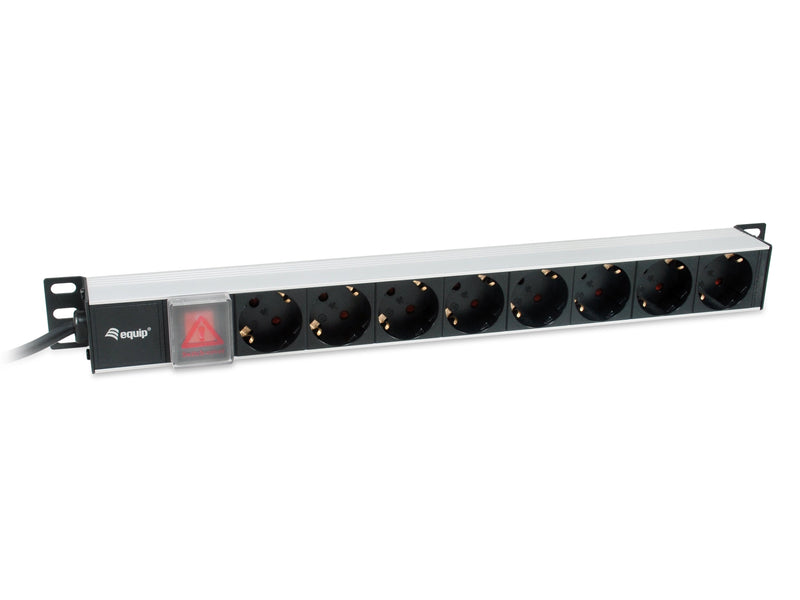 Power Strip Power Aluminium Rack 19 1U 8 Sockets Type Shucko Euro Cable 3M Aluminium