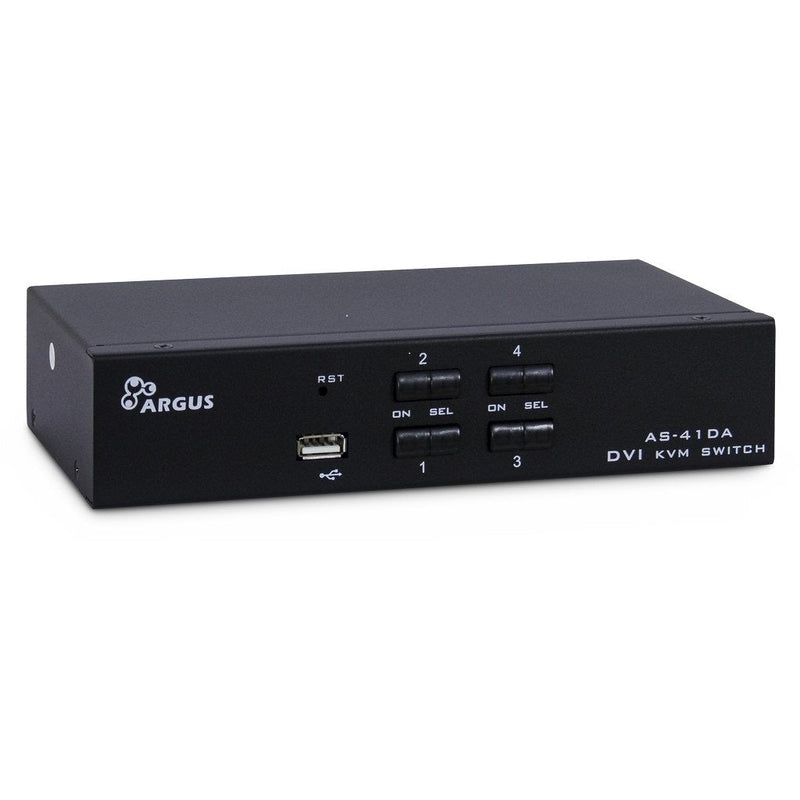 Inter-tech KVM AS-41DA DVI Switch KVM Black Switch KVM 1920 X 1200 Pixels Full Hd, Black