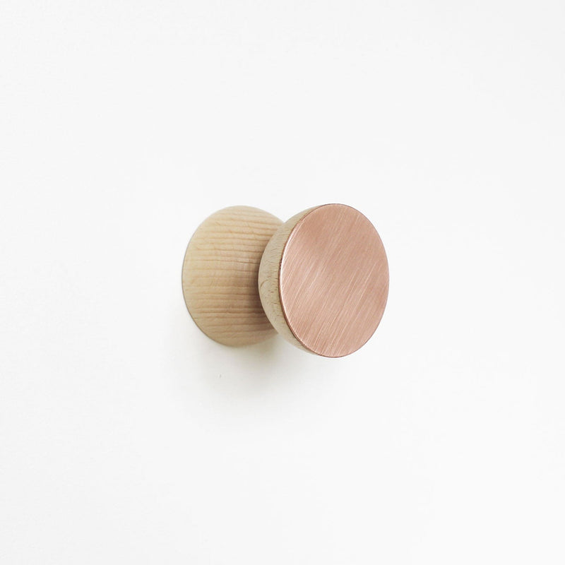 Beech Wood & Copper Wall Hook / Knob