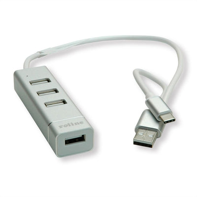 Roline USB 2.0 Notebook Hub, 4 Ports, Type a + C Cable Connection — image 1