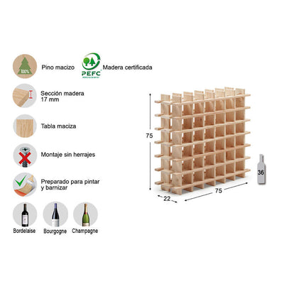 Astigarraga Botellero Evolutivo Rioja 36 Botellas Pino Macizo 75X22X75CM — image 1
