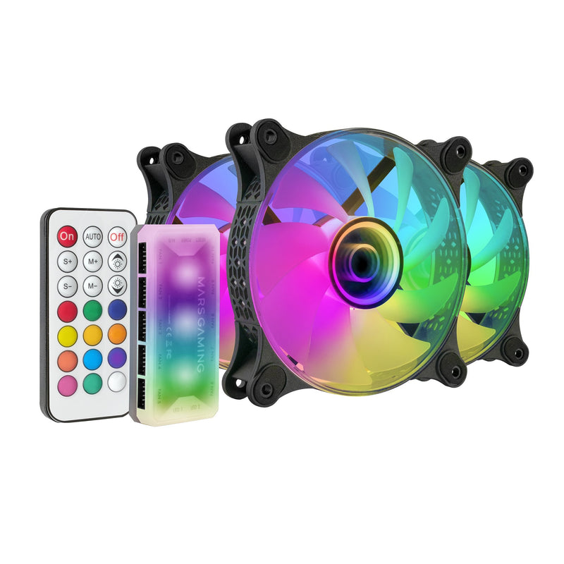 Mars Gaming Pack 3 Fans MF-3DKIT 12CM + Hub + Remote Control ARGB Black