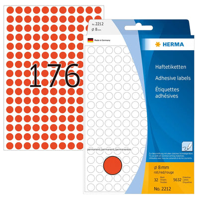 Herma Labels Multiusos Red 8MM Paper Round 5632 Units — image 1