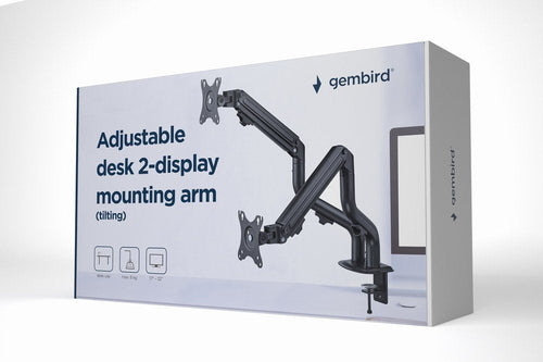 Gembird MA-DA2-02 Adjustable Desk 2-DISPLAY Mounting Arm Tilting 17-32 Up To 8KG — image 1