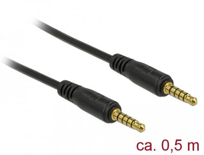 Delock Cable Connector Stereo 3,5MM 5 Pines, Male a Male 0,5M Black — image 1